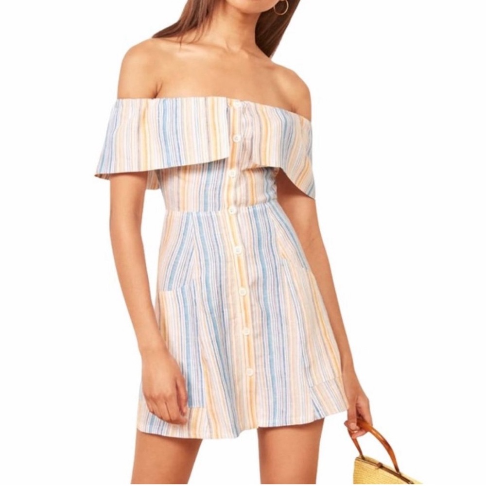 Reformation 100% Linen Landy Marbella Dress